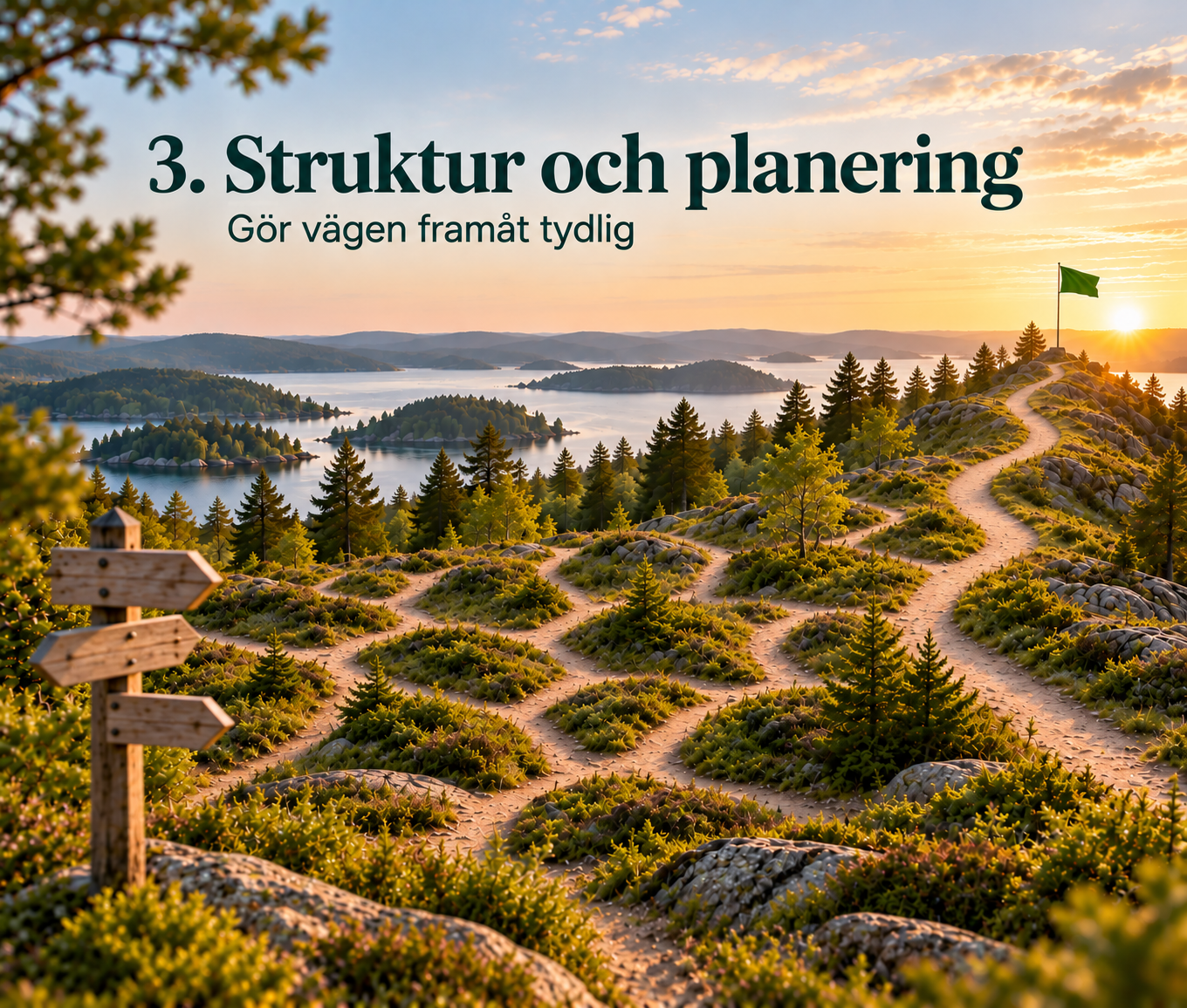 Unga träd som växer tillsammans under ett större träd och symboliserar människor, arbetsmiljö och utveckling
